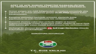 Rizede ormanlara giriş-çıkış ve ateşli piknik yasaklandı