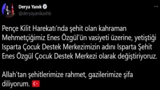 Şehidin ismi, yetiştiği çocuk bakım kuruluşuna verilerek son dileği yerine getirildi