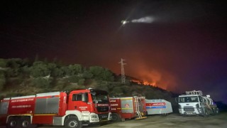 Sökedeki orman yangınında alevler geceyi aydınlattı