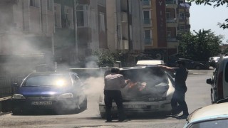 Tamire giden LPGli otomobil alev alev yandı