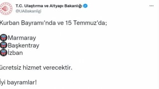 Ulaştırma ve Altyapı Bakanlığı Duyurdu: Ankara, İzmir ve İstanbuldaki raylı ulaşım sistemleri bayramda ve 15 Temmuzda ücretsiz