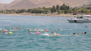 Yüzlerce sporcu Akdamar Adasına yüzdü