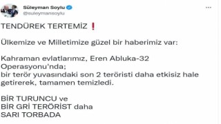 Bakan Soylu: “Bir turuncu ve bir gri terörist daha sarı torbada”