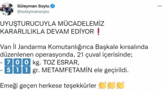 Bakan Soylu duyurdu: Vanda 700 kiloyu aşkın uyuşturucu ele geçirildi