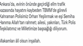 Bakan Soylu, TBMMde görevli polis memuru ve eşinin trafik kazasında vefa ettiklerini duyurdu