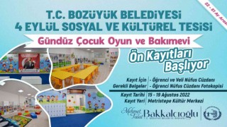 Bozüyük Belediyesi Gündüz Çocuk Oyun ve Bakımevinin ön kayıtları başlıyor