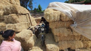 Çalıntı motosiklet 10 gün sonra saman balyalarının arasında bulundu