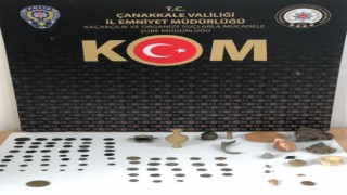 Çanakkalede tarihi sikkeler ele geçirildi