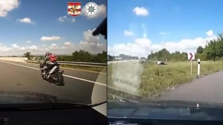 Çekyada radara yakalanan motosiklet sürücüsü polis kovalamacasında takla attı