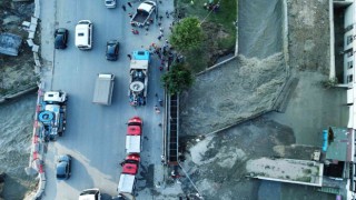 Esenyurtta su seviyesi yükselen Haramidere dronla görüntülendi