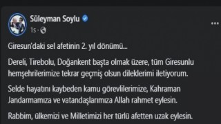 İçişleri Bakanı Süleyman Soylu: “Rabbim, ülkemizi ve milletimizi her türlü afetten uzak eylesin”