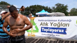 Kurtderede güreşlerden artan atık yağlar toplandı