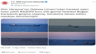 MSB: “RAZONİ kendisine tahsis edilen mevkiye demirlemiştir”