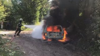 Park halindeki otomobil alev alev yandı