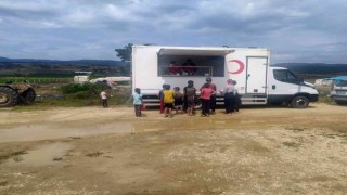 Sağanak yağış mağdurlarına Kızılaydan yardım eli