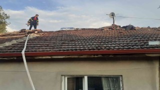 Söğütte iki evin çatısı yandı