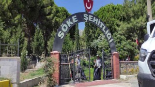 Söke Belediyesinden şehitlikte bakım çalışması