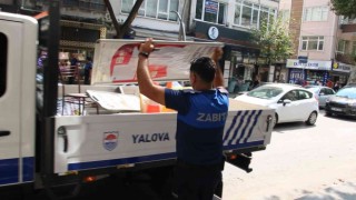 Yalovada zabıtadan kaldırım işgali operasyonu