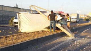 Aracıyla refüje çıkarak aydınlatma direğine çarpan sürücü yaralandı