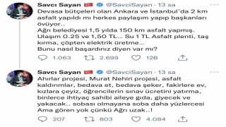 Başkan Sayan: “Ağrıda yaptığımız projeleri gören yok”