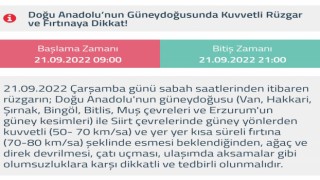 Bingöl dahil 7 il için fırtına uyarısı