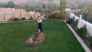 Çok sevdiği eşinin mezarını adeta bahçeye çevirdi