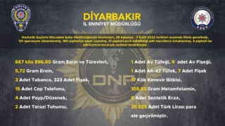 Diyarbakırda son 10 günde 667 kilo uyuşturucu ele geçirildi: 21 kişi tutuklandı