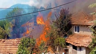 Ev ve ahırın kül olduğu yangında 22 küçükbaş hayvan telef oldu