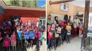 Gurbetçi vatandaşlardan Vanlı öğrencilere kırtasiye malzemesi