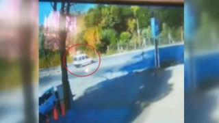 Hatalı dönüş yapan araca çarptı, kask sayesinde kazayı hafif atlattı