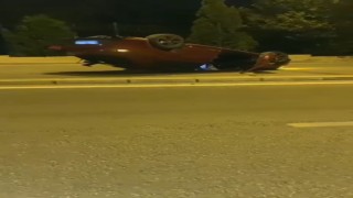 Kaza yapan alkollü sürücü, ters dönen otomobili bırakıp kaçtı