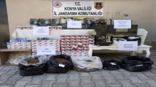 Konyada piyasa değeri 215 bin lira olan tütün ve tütün malzemesi ele geçirildi