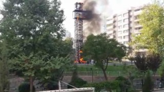 Şanlıurfada baz istasyonu alev alev yandı