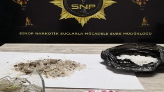 Sinopta motosiklet sürücüsünde metamfetamin ele geçti