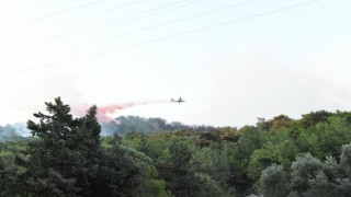 Yangına havadan müdahale başladı