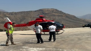 Yaralı vatandaşın imdadına ambulans helikopter yetişti