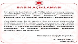 Ağrı Valiliğinden telefon yoluyla dolandırıcılık uyarısı