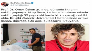 Bakan Kocadan Prof. Dr. Ömer Özkana övgü