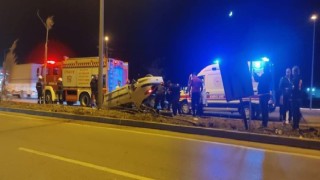 Bandırmada araç takla attı; 1 kişi yaralı