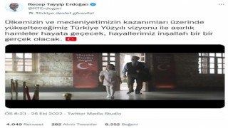 Cumhurbaşkanı Erdoğan Türkiye Yüzyılı mesajıyla paylaştı