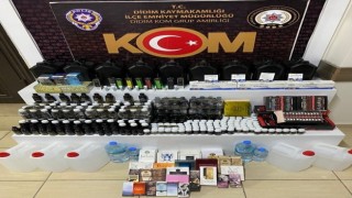Didimde kaçak içki ve sigara ele geçirildi