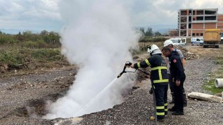 Düzcede doğal gaz boru hattındaki yangın söndürüldü