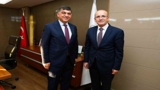 Eski Başbakan Yardımcısı Mehmet Şimşekten Başkan Fadıloğluna ziyaret