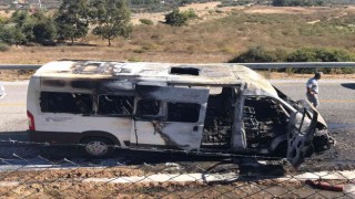 Öğrenci servisinde yangın çıktı