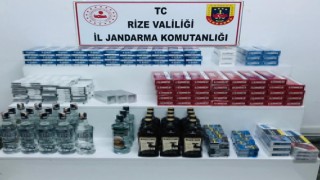 Rizede jandarmadan kaçak içki ve sigara operasyonu