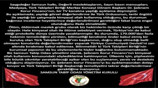 Samsun Tabip Odasından Fincancıya kınama