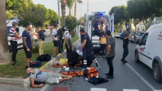 Yaya geçidinde motosikletin çarptığı Polonyalı turistler yaralandı