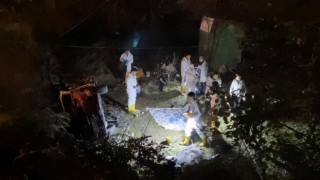 Ağaçlık alana uçan otomobil alev alev yandı: 1i polis 2 kişi hayatını kaybetti