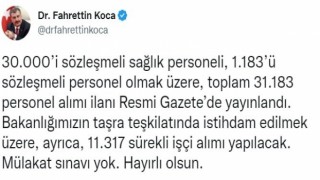 Bakan Koca müjdeyi verdi