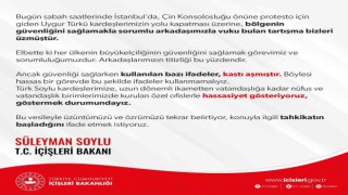Bakan Soylu, Uygur Türkleri ile polis arasında yaşanan olaydan dolayı üzüntüsünü dile getirdi